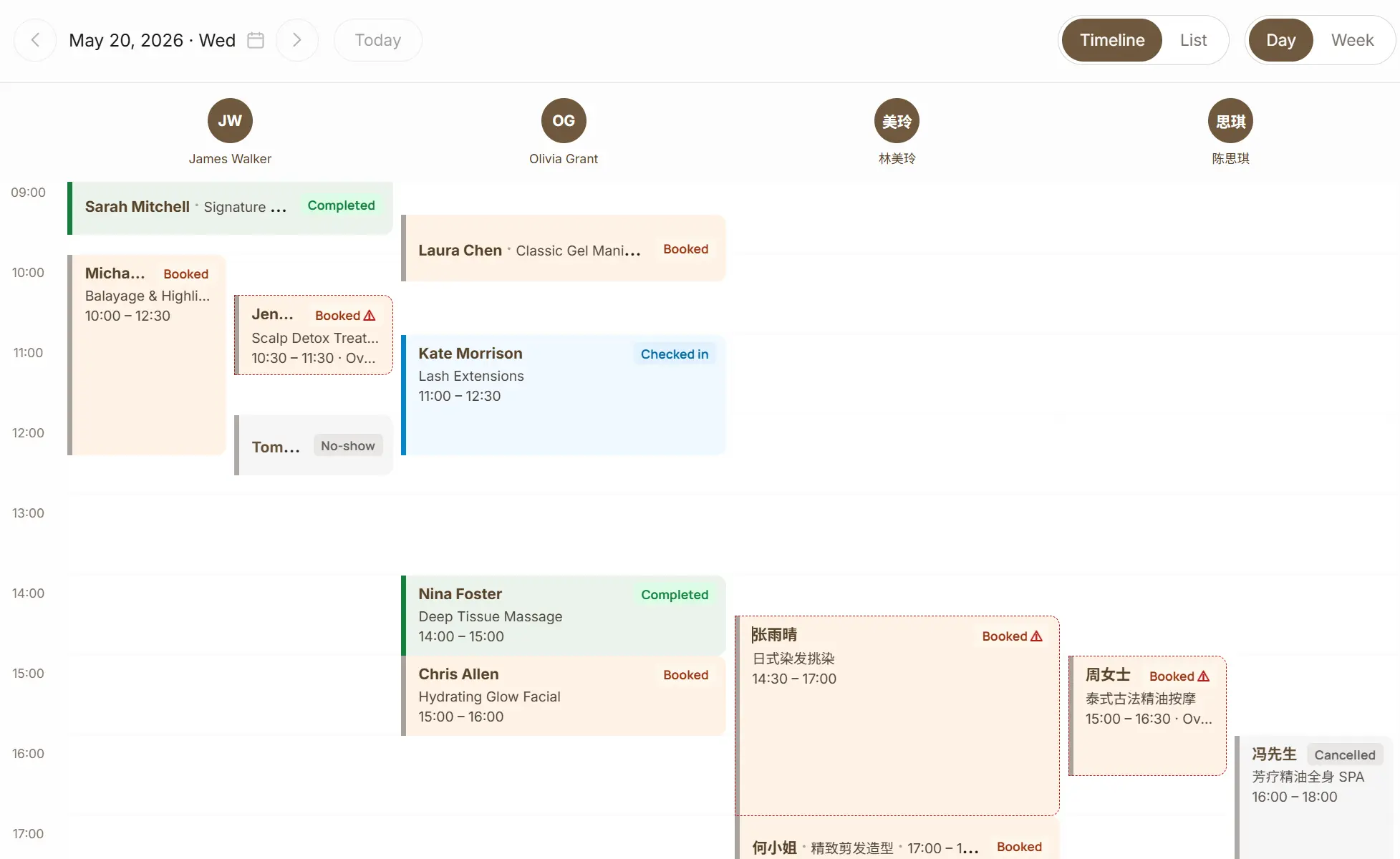 Weekly appointment schedule